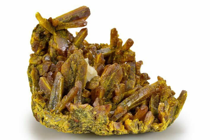 Vibrant Orpiment Crystal Cluster with Calcite - China #324447